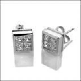 .80 TCW Princess Invisible Set Cubic Zirconia CZ Earrings