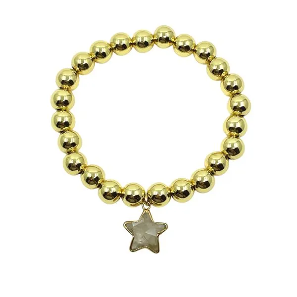 8mm Beaded Bracelet with Rutilated Quartz Star