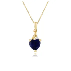 9 karat Gelbes Gold Lapislazuli & Diamant 18zoll Halskette