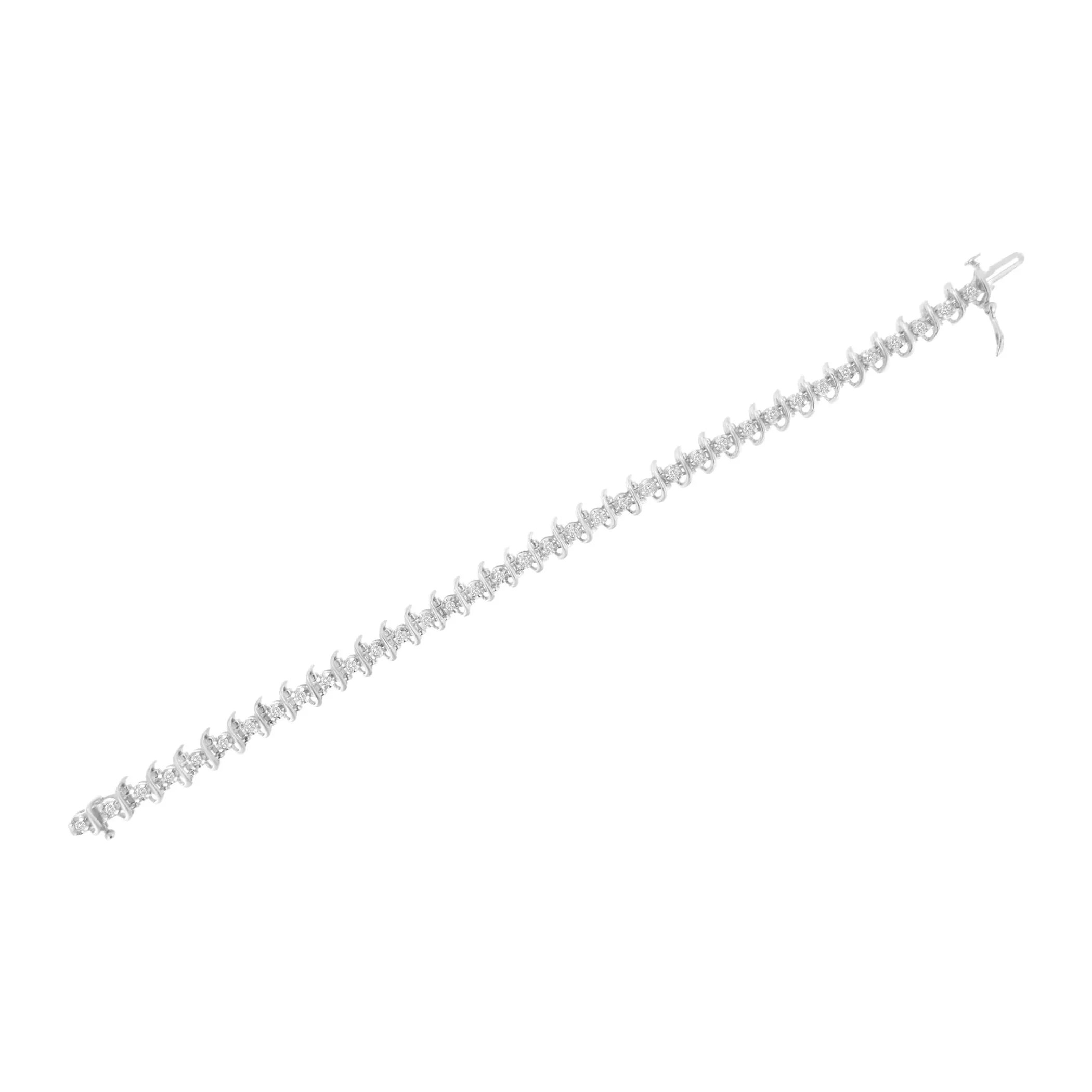 .925 Sterling Silver 1 cttw Prong-Set Diamond Link Bracelet (I-J, I1-I2) - 7.25"