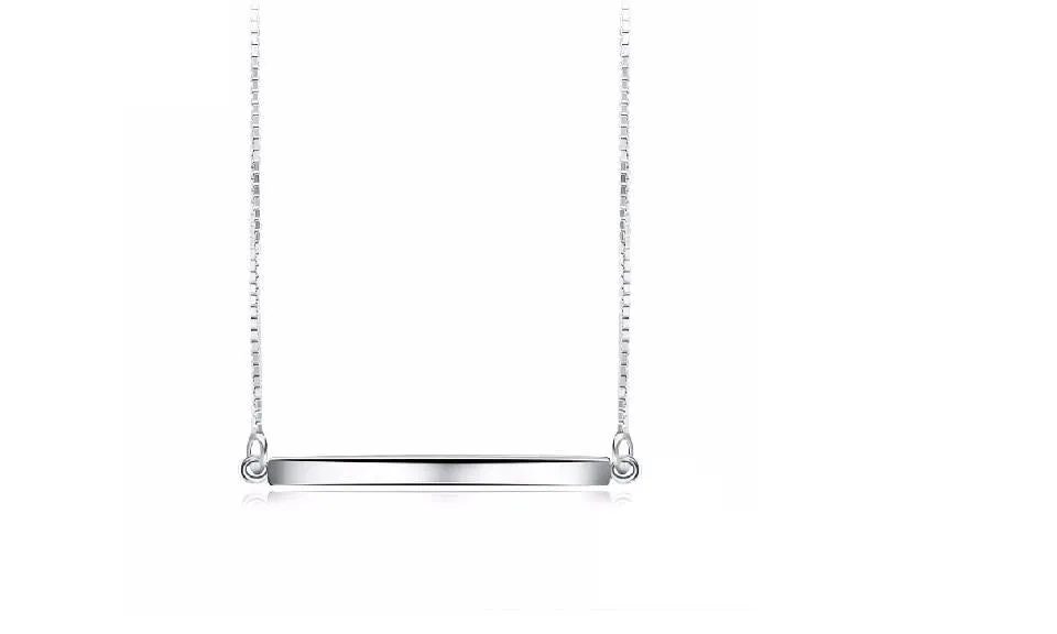 925 Sterling Silver Bar Pendant Necklaces for Men/Women