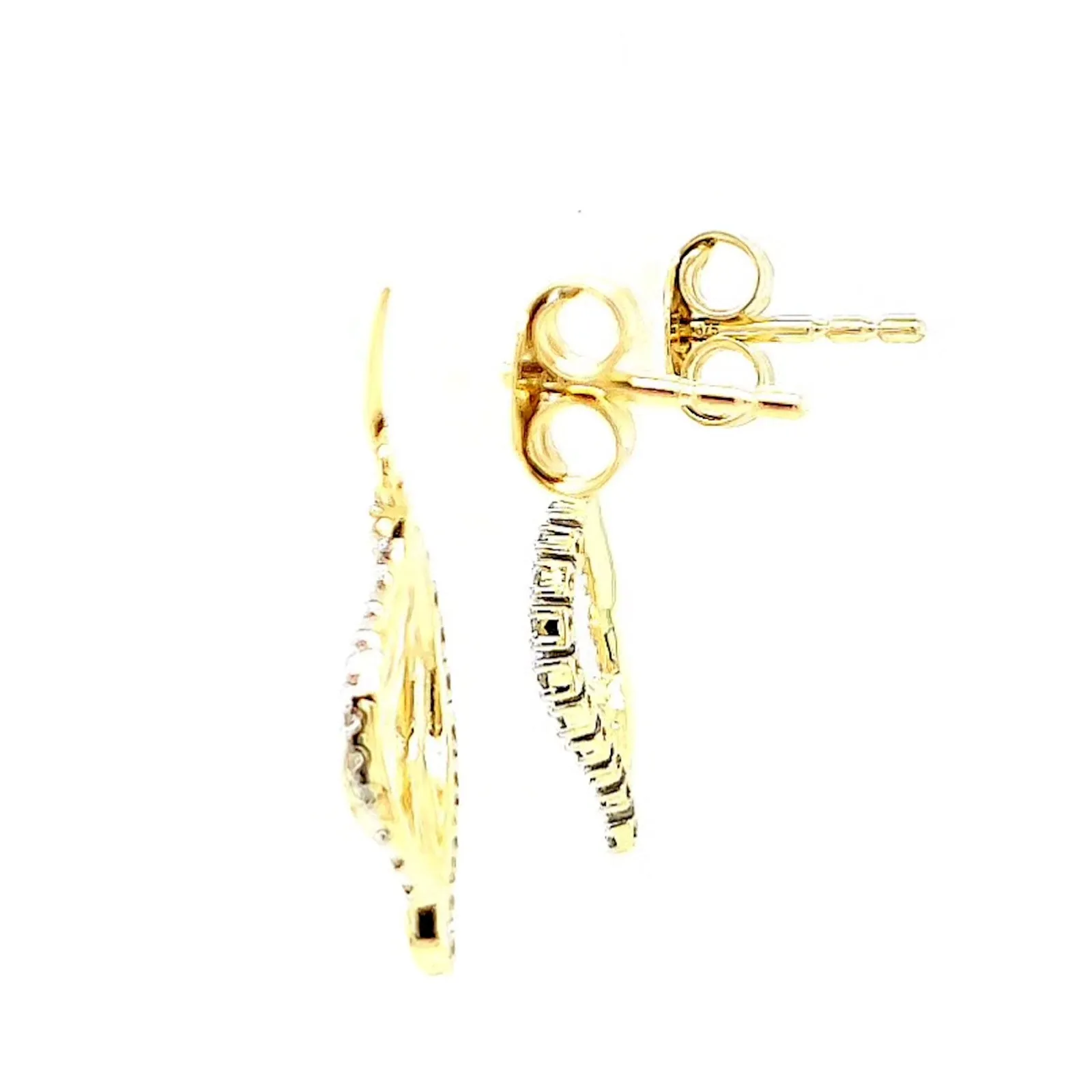 9ct Two Tone Gold with 0.15 Carat tw of Diamonds  Drop Earrings