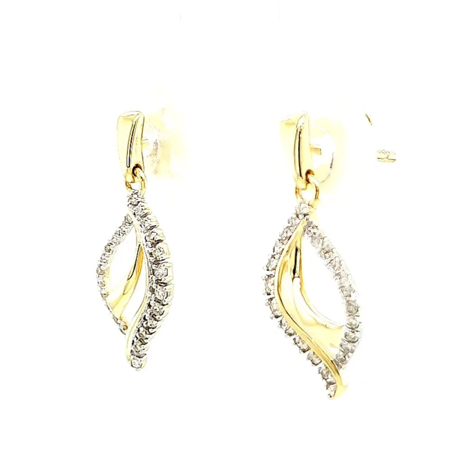 9ct Two Tone Gold with 0.15 Carat tw of Diamonds  Drop Earrings