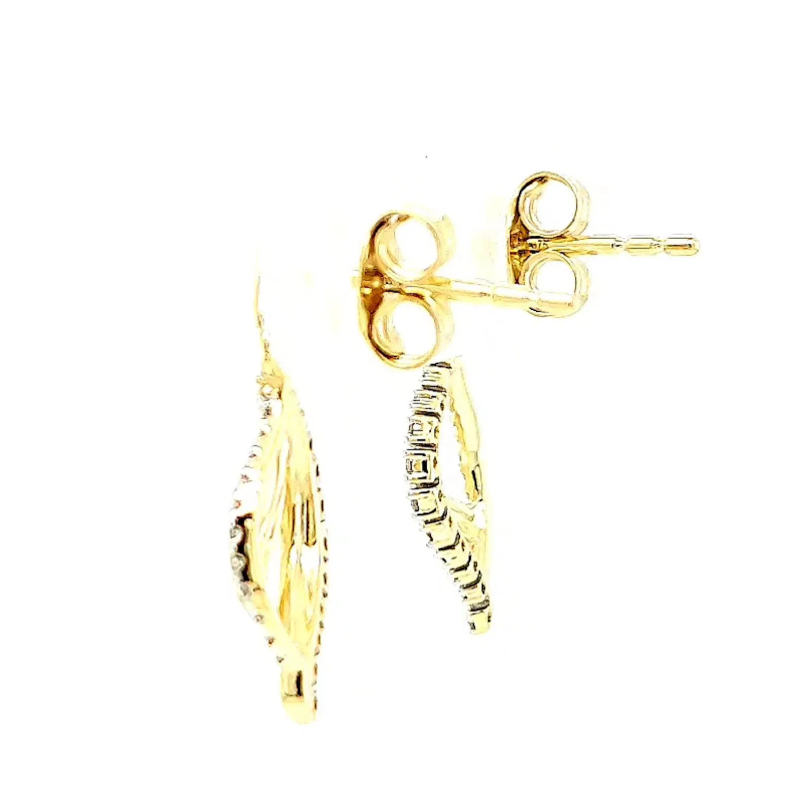 9ct Two Tone Gold with 0.15 Carat tw of Diamonds  Drop Earrings