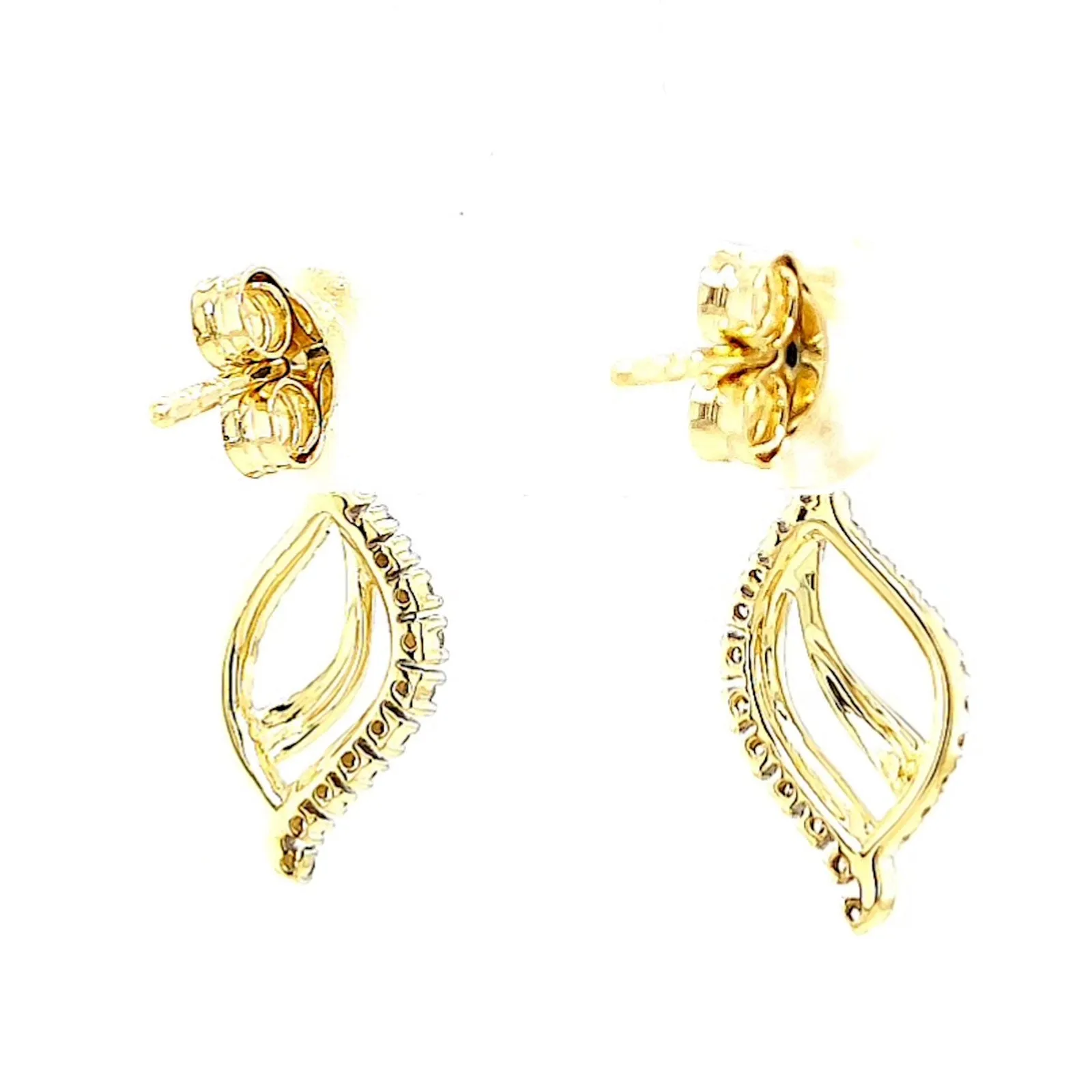 9ct Two Tone Gold with 0.15 Carat tw of Diamonds  Drop Earrings