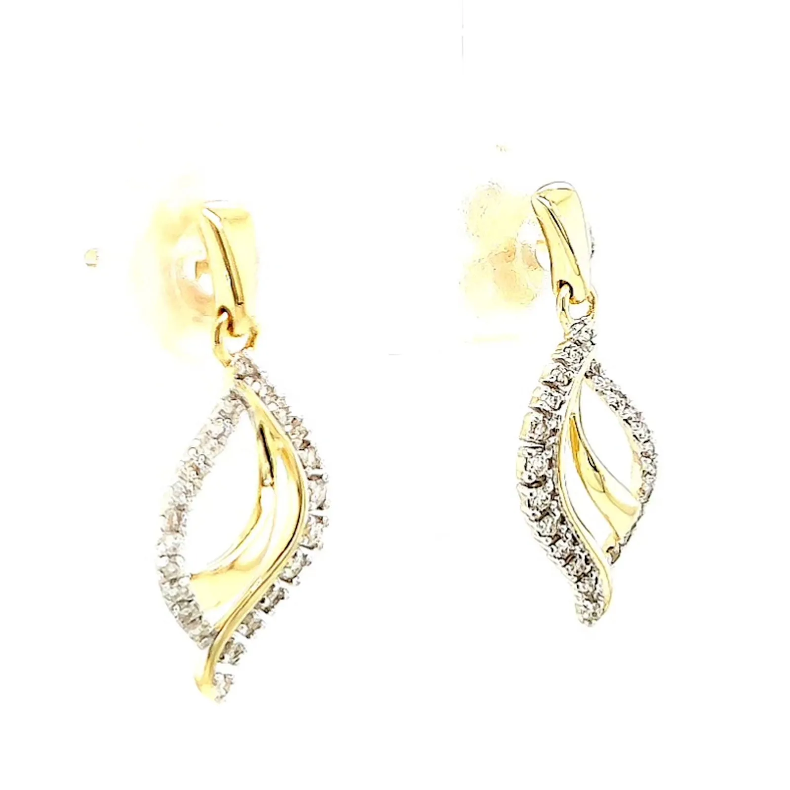 9ct Two Tone Gold with 0.15 Carat tw of Diamonds  Drop Earrings