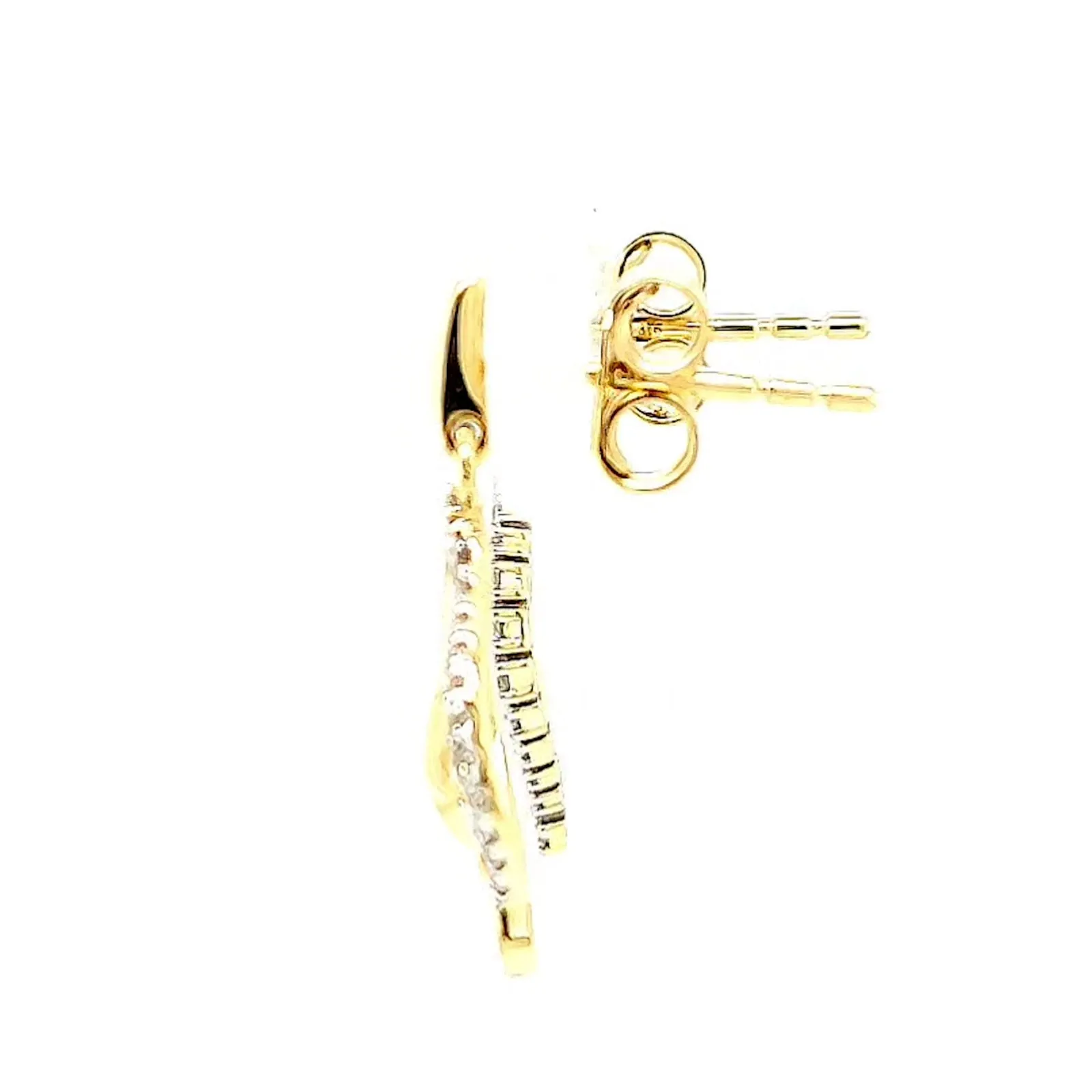 9ct Two Tone Gold with 0.15 Carat tw of Diamonds  Drop Earrings