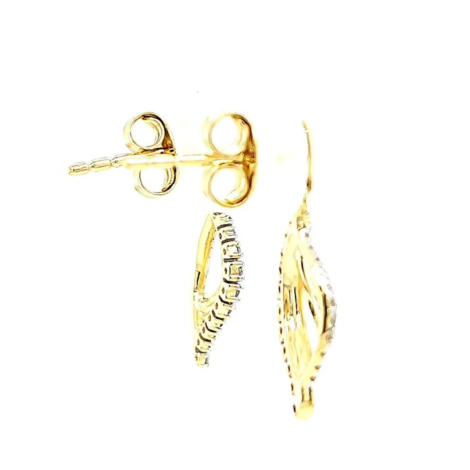 9ct Two Tone Gold with 0.15 Carat tw of Diamonds  Drop Earrings