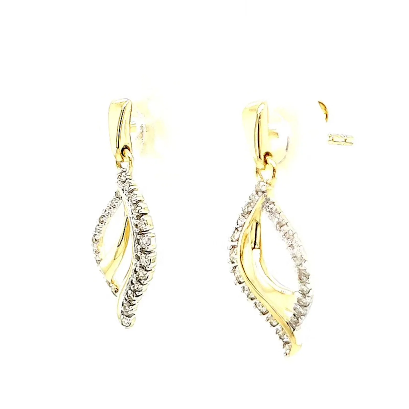 9ct Two Tone Gold with 0.15 Carat tw of Diamonds  Drop Earrings