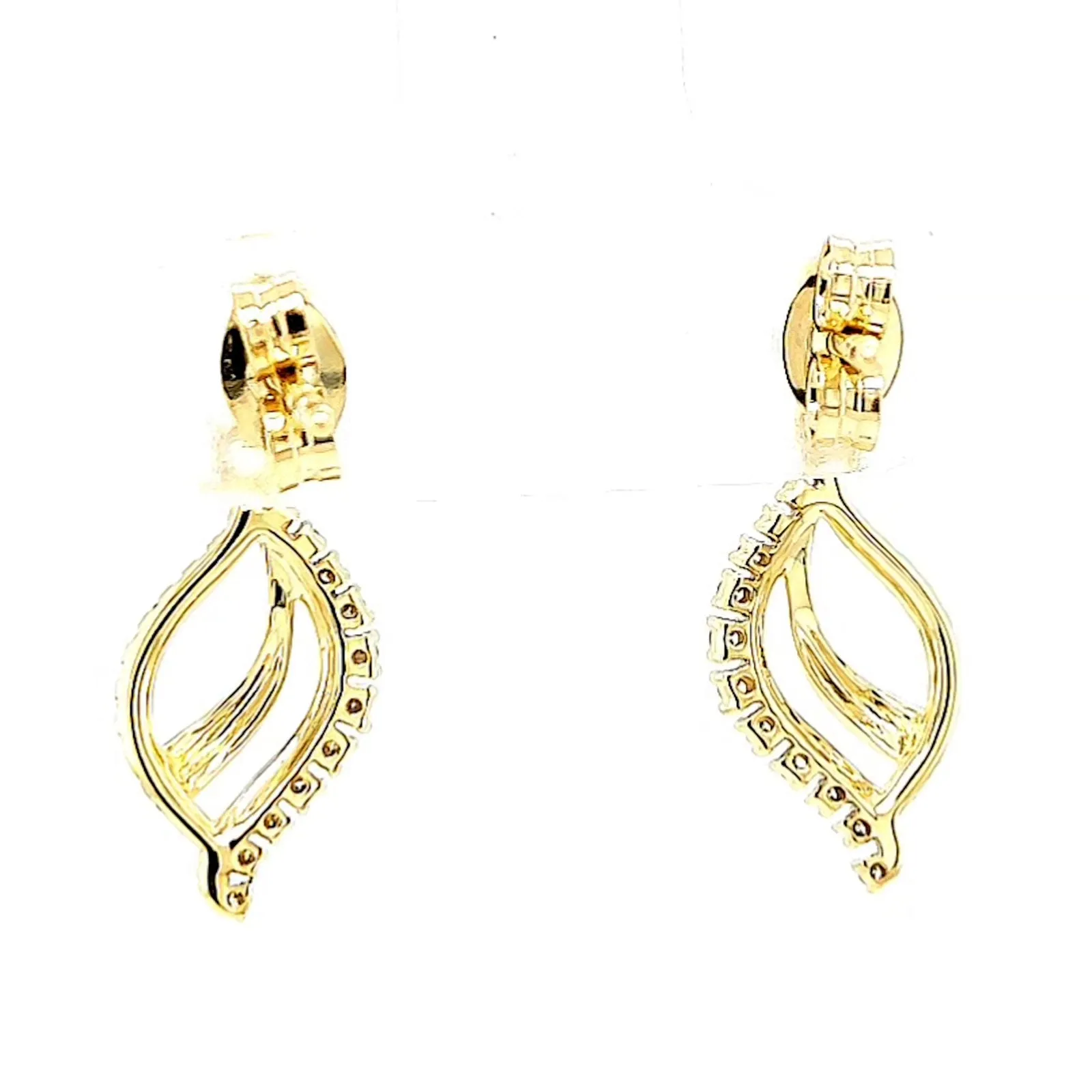 9ct Two Tone Gold with 0.15 Carat tw of Diamonds  Drop Earrings