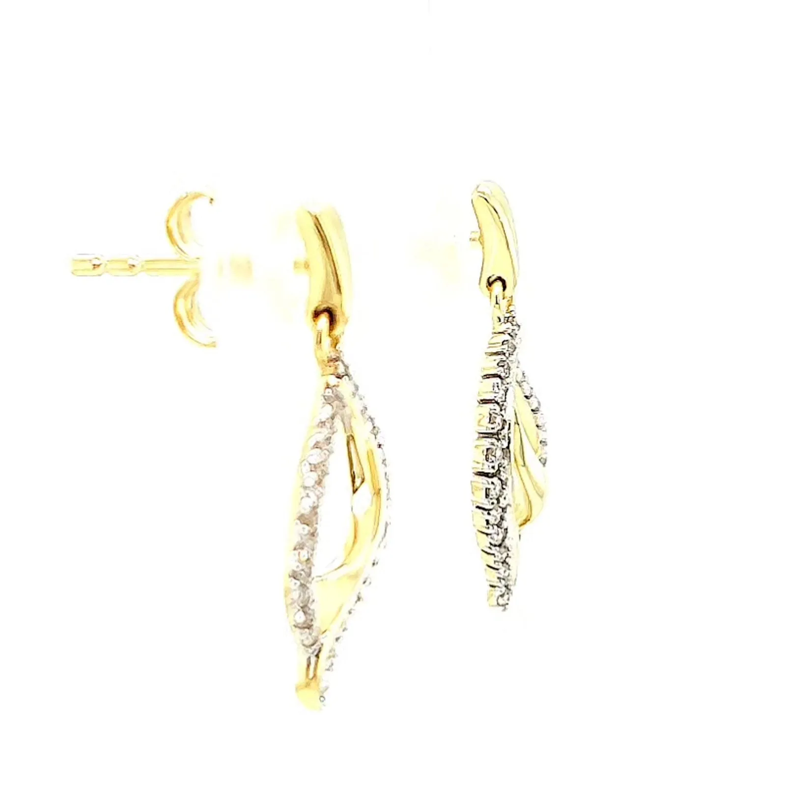 9ct Two Tone Gold with 0.15 Carat tw of Diamonds  Drop Earrings