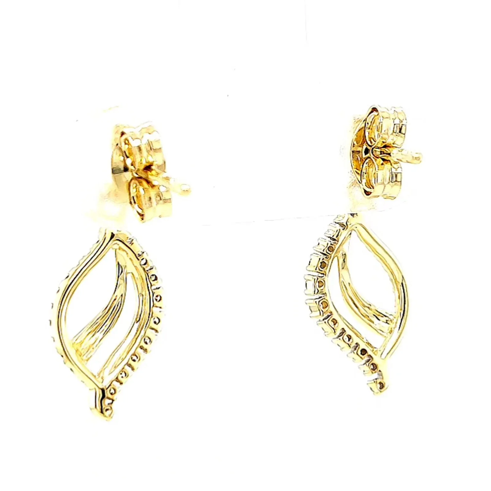 9ct Two Tone Gold with 0.15 Carat tw of Diamonds  Drop Earrings