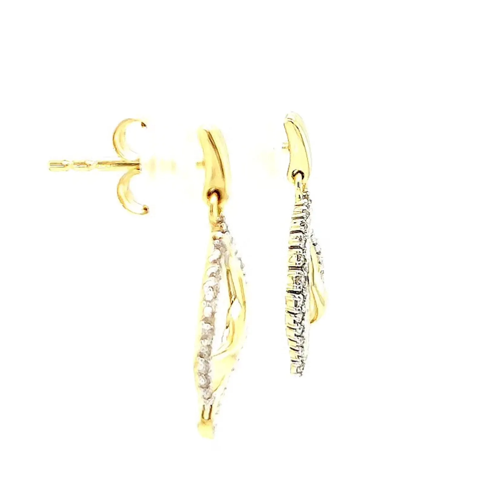 9ct Two Tone Gold with 0.15 Carat tw of Diamonds  Drop Earrings