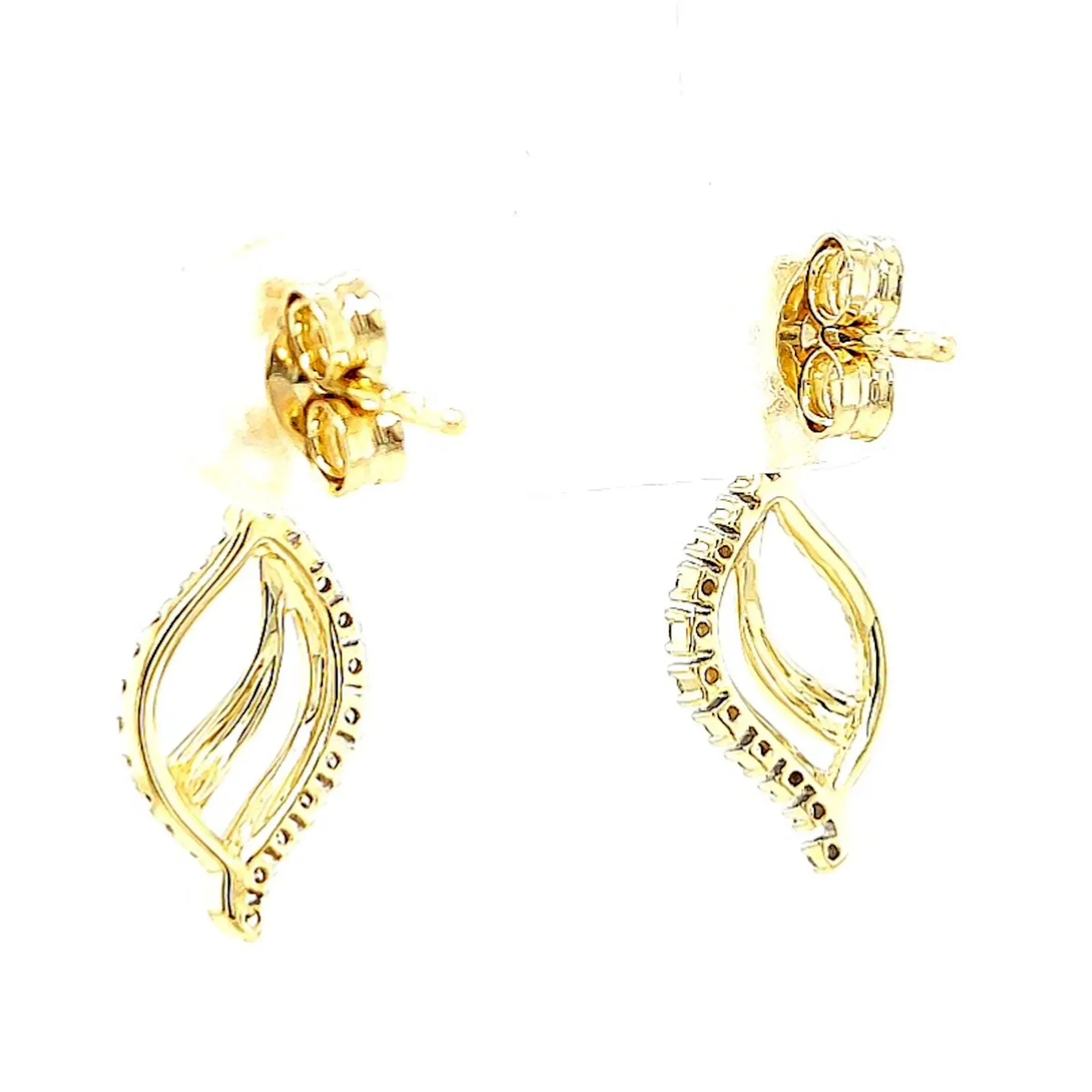 9ct Two Tone Gold with 0.15 Carat tw of Diamonds  Drop Earrings