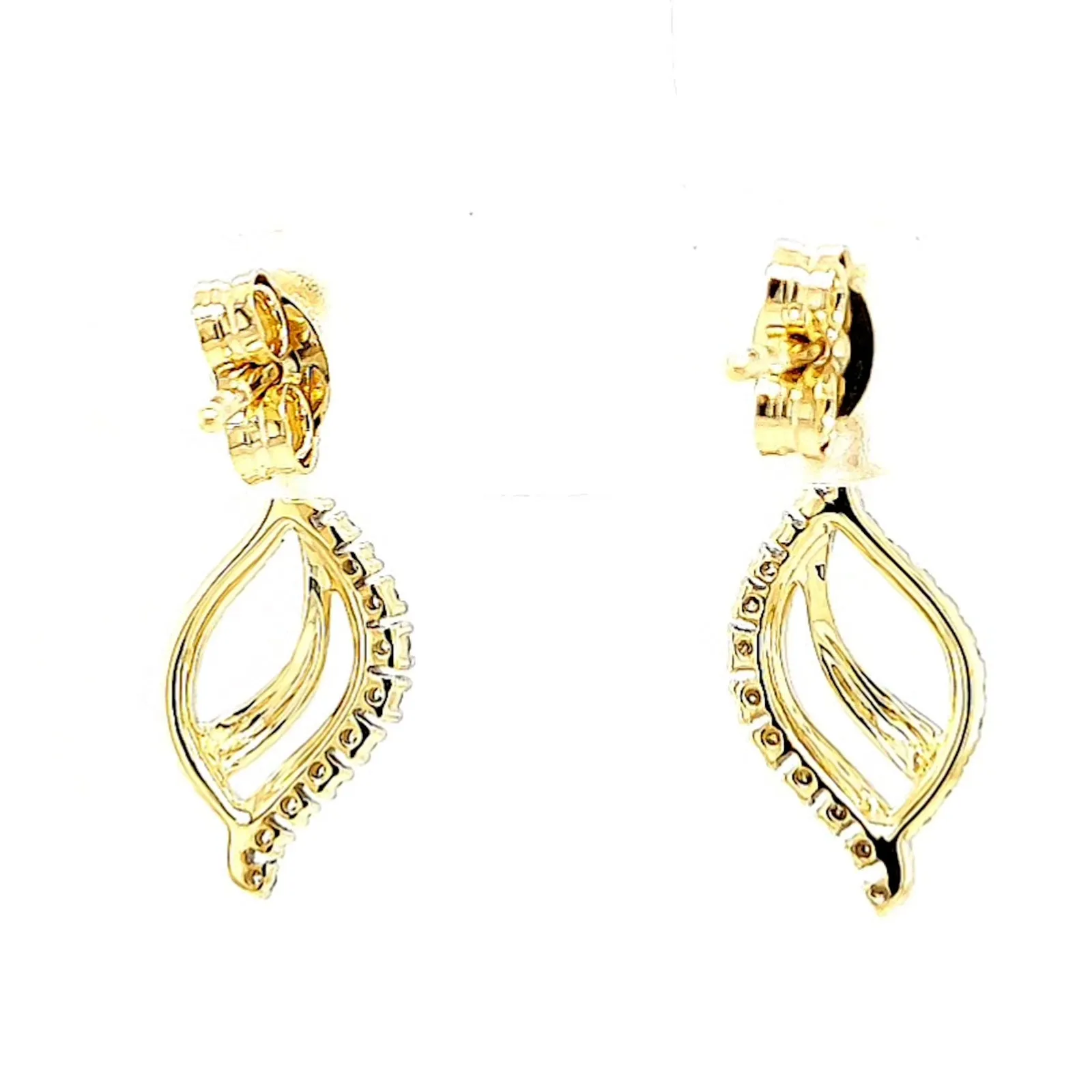 9ct Two Tone Gold with 0.15 Carat tw of Diamonds  Drop Earrings