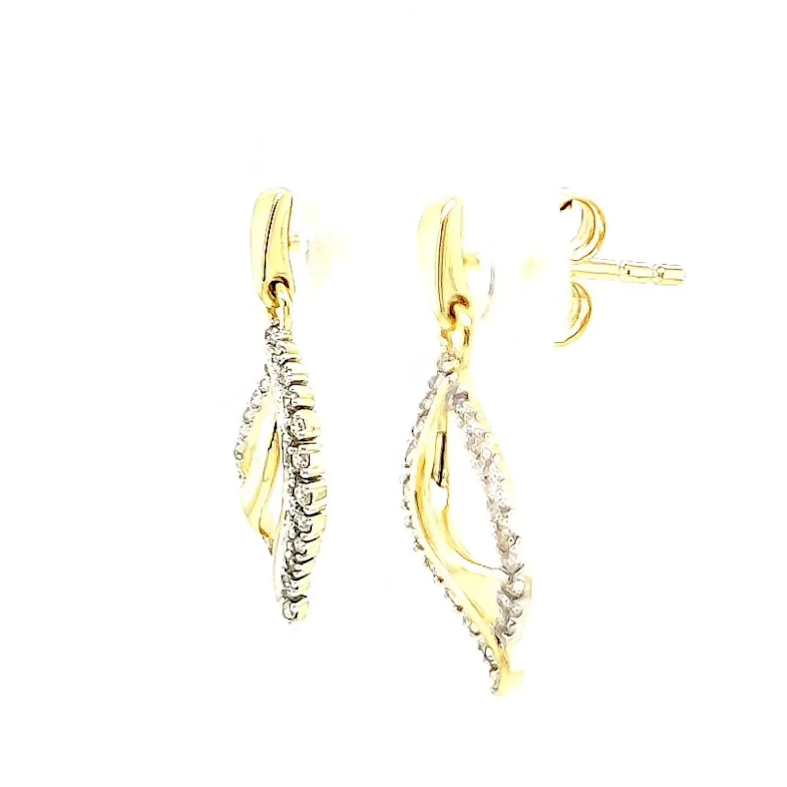 9ct Two Tone Gold with 0.15 Carat tw of Diamonds  Drop Earrings