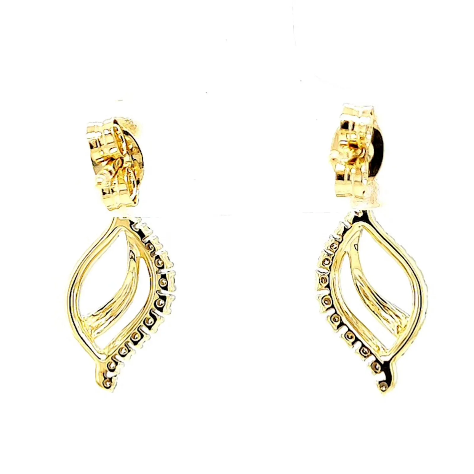 9ct Two Tone Gold with 0.15 Carat tw of Diamonds  Drop Earrings