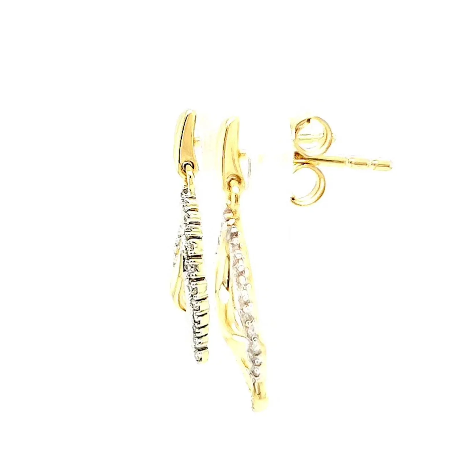 9ct Two Tone Gold with 0.15 Carat tw of Diamonds  Drop Earrings