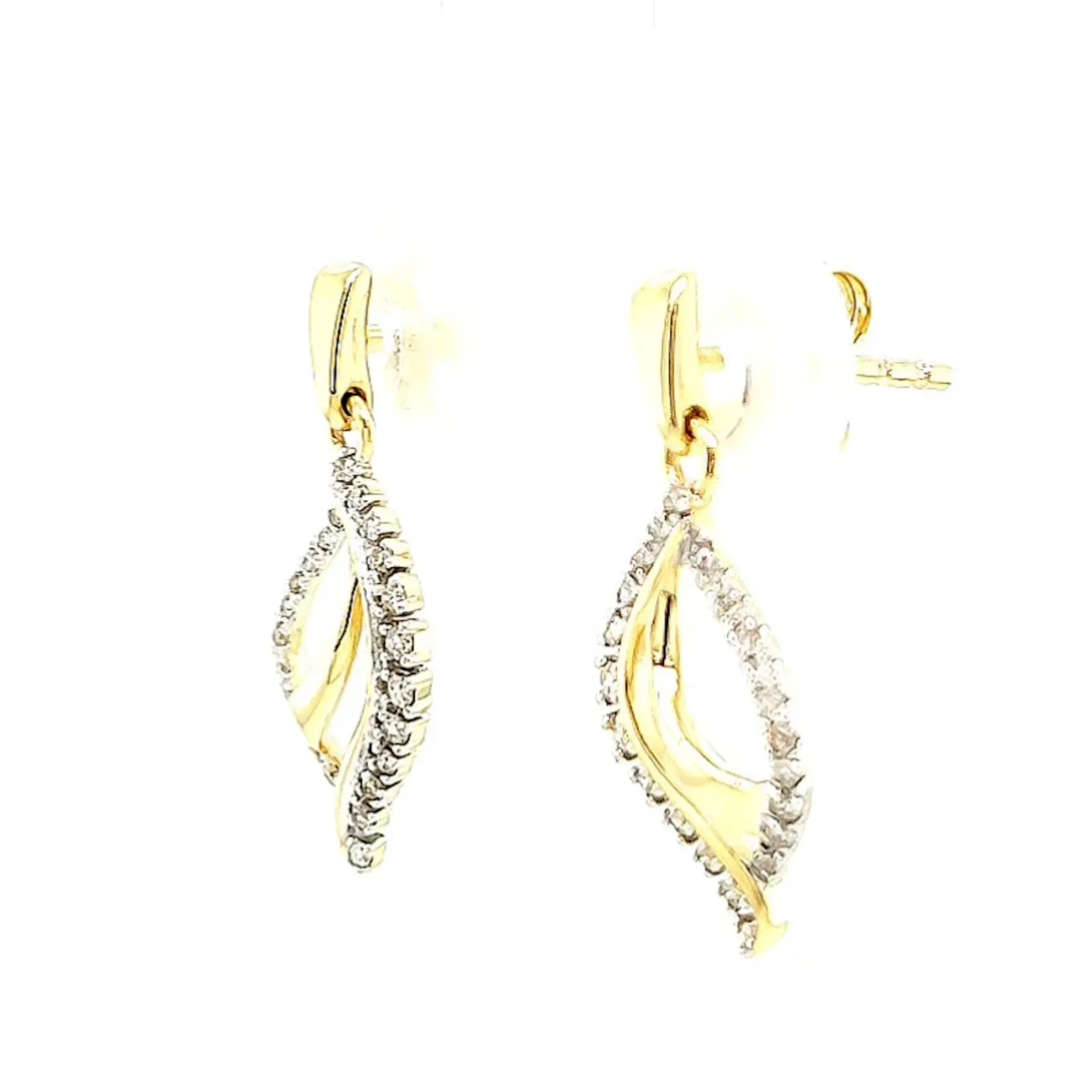 9ct Two Tone Gold with 0.15 Carat tw of Diamonds  Drop Earrings