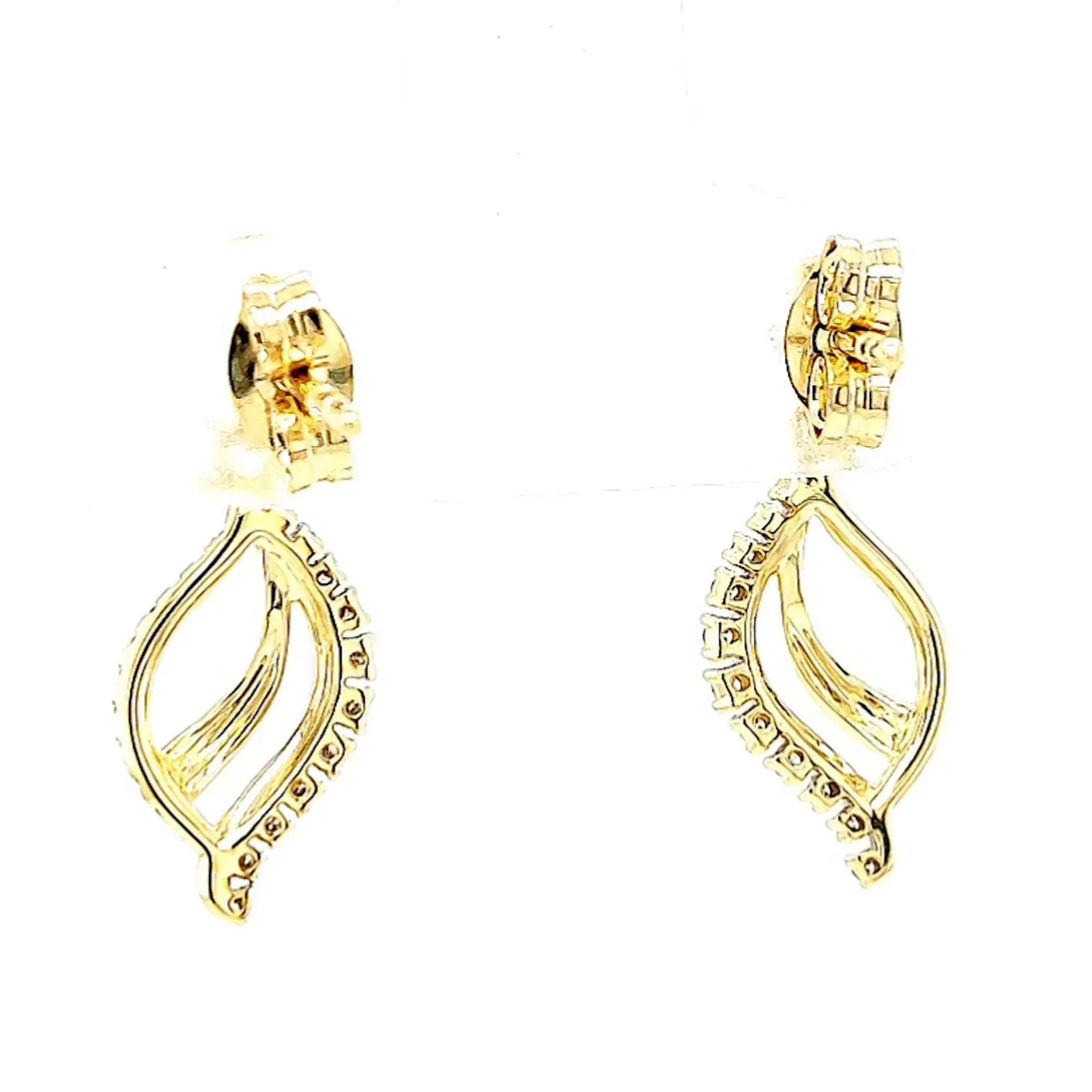 9ct Two Tone Gold with 0.15 Carat tw of Diamonds  Drop Earrings