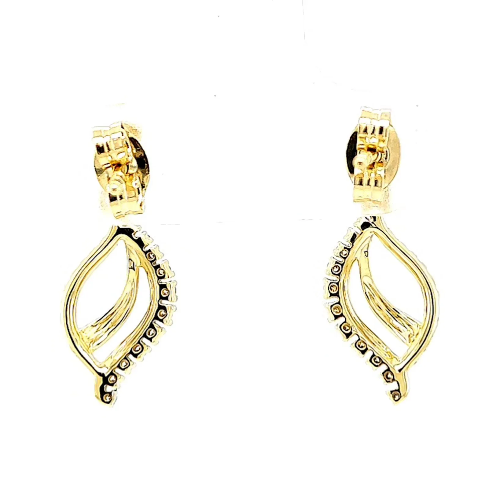 9ct Two Tone Gold with 0.15 Carat tw of Diamonds  Drop Earrings