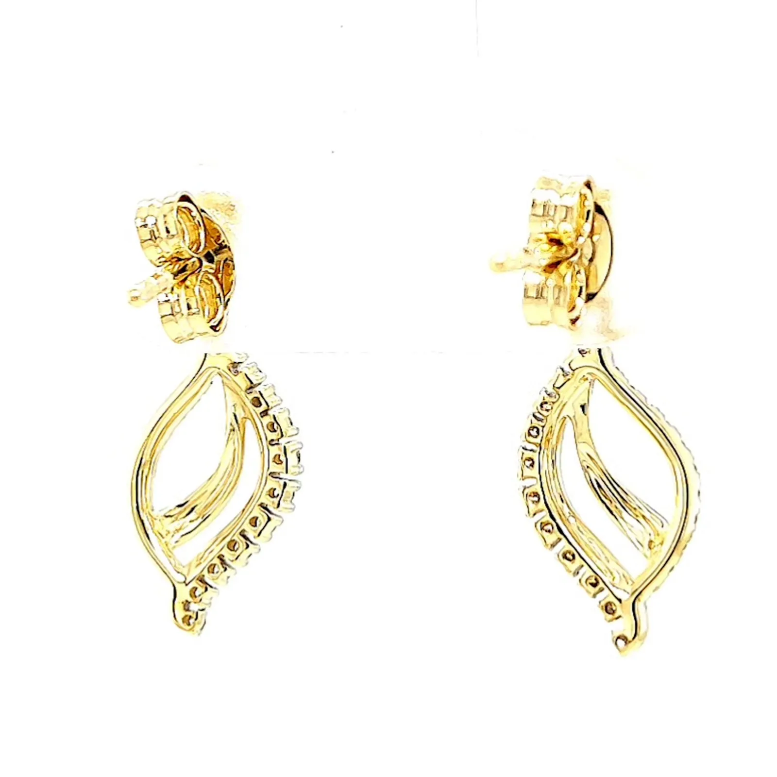 9ct Two Tone Gold with 0.15 Carat tw of Diamonds  Drop Earrings