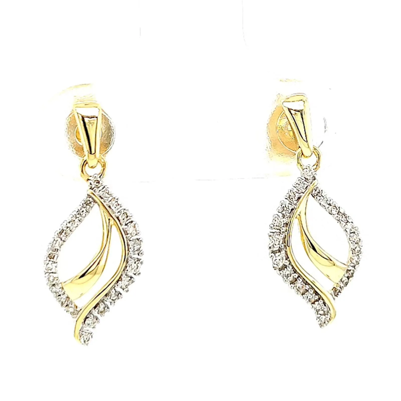 9ct Two Tone Gold with 0.15 Carat tw of Diamonds  Drop Earrings