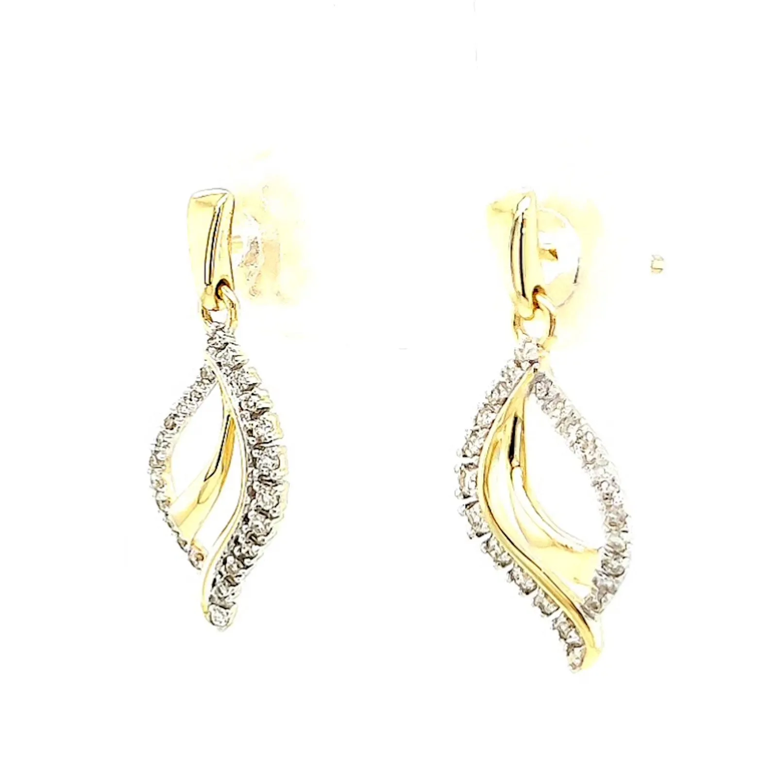 9ct Two Tone Gold with 0.15 Carat tw of Diamonds  Drop Earrings