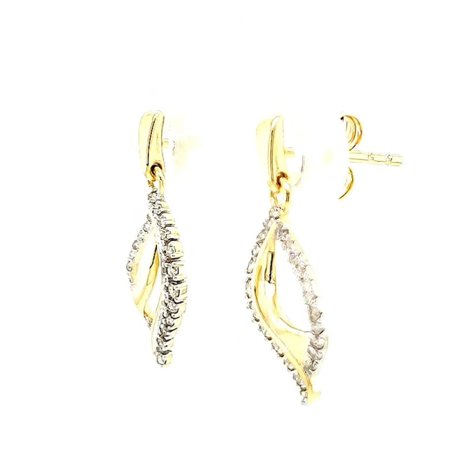 9ct Two Tone Gold with 0.15 Carat tw of Diamonds  Drop Earrings