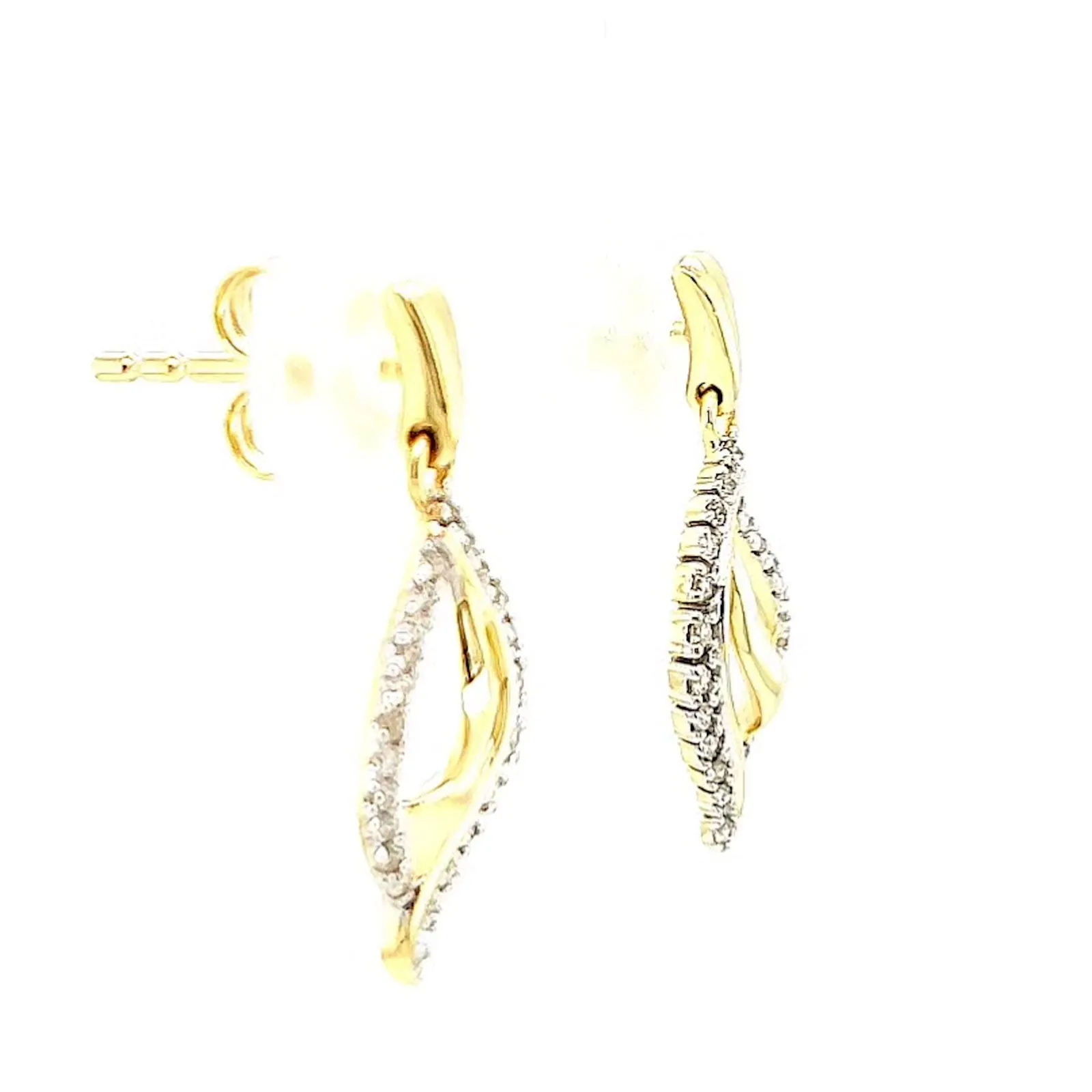 9ct Two Tone Gold with 0.15 Carat tw of Diamonds  Drop Earrings