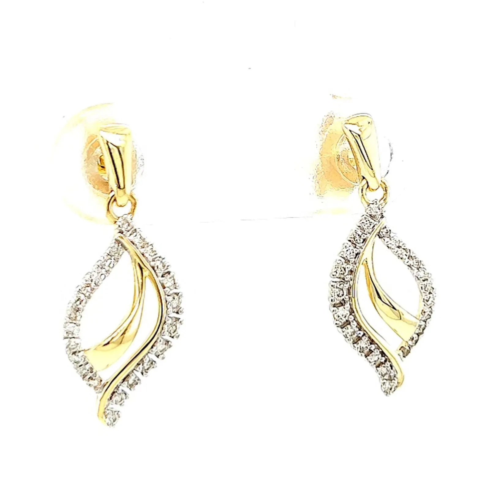 9ct Two Tone Gold with 0.15 Carat tw of Diamonds  Drop Earrings