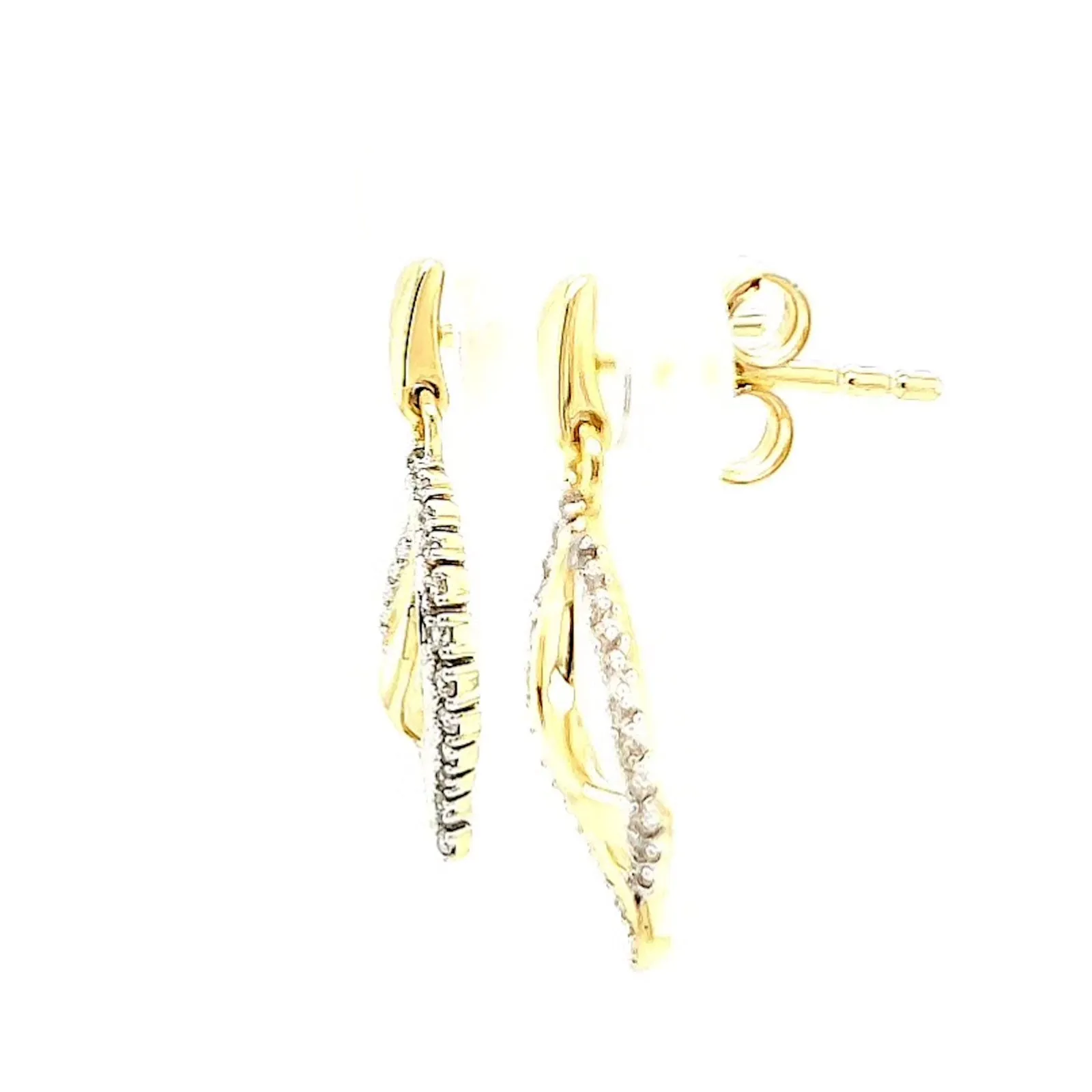 9ct Two Tone Gold with 0.15 Carat tw of Diamonds  Drop Earrings