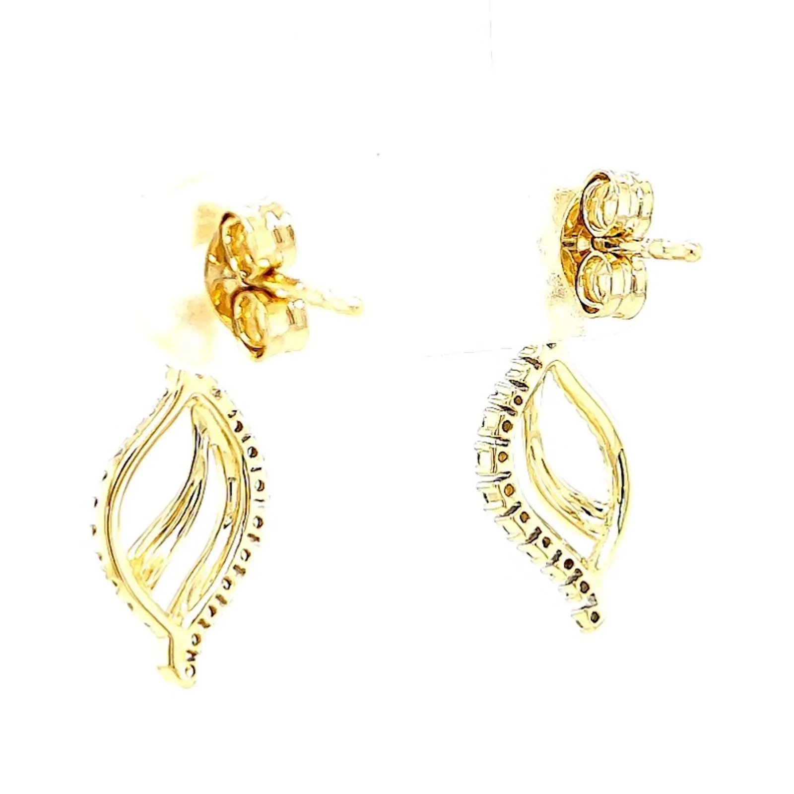 9ct Two Tone Gold with 0.15 Carat tw of Diamonds  Drop Earrings