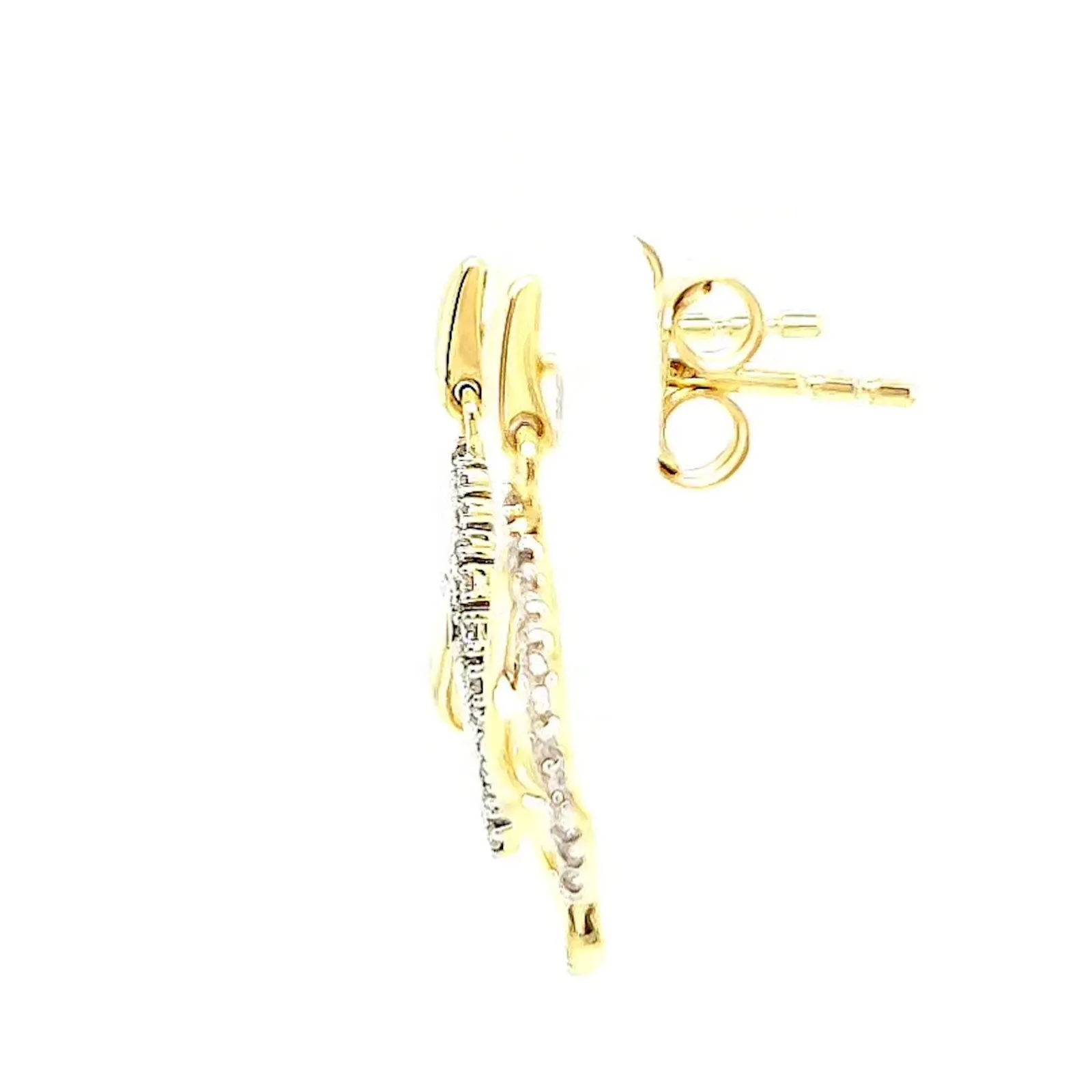 9ct Two Tone Gold with 0.15 Carat tw of Diamonds  Drop Earrings