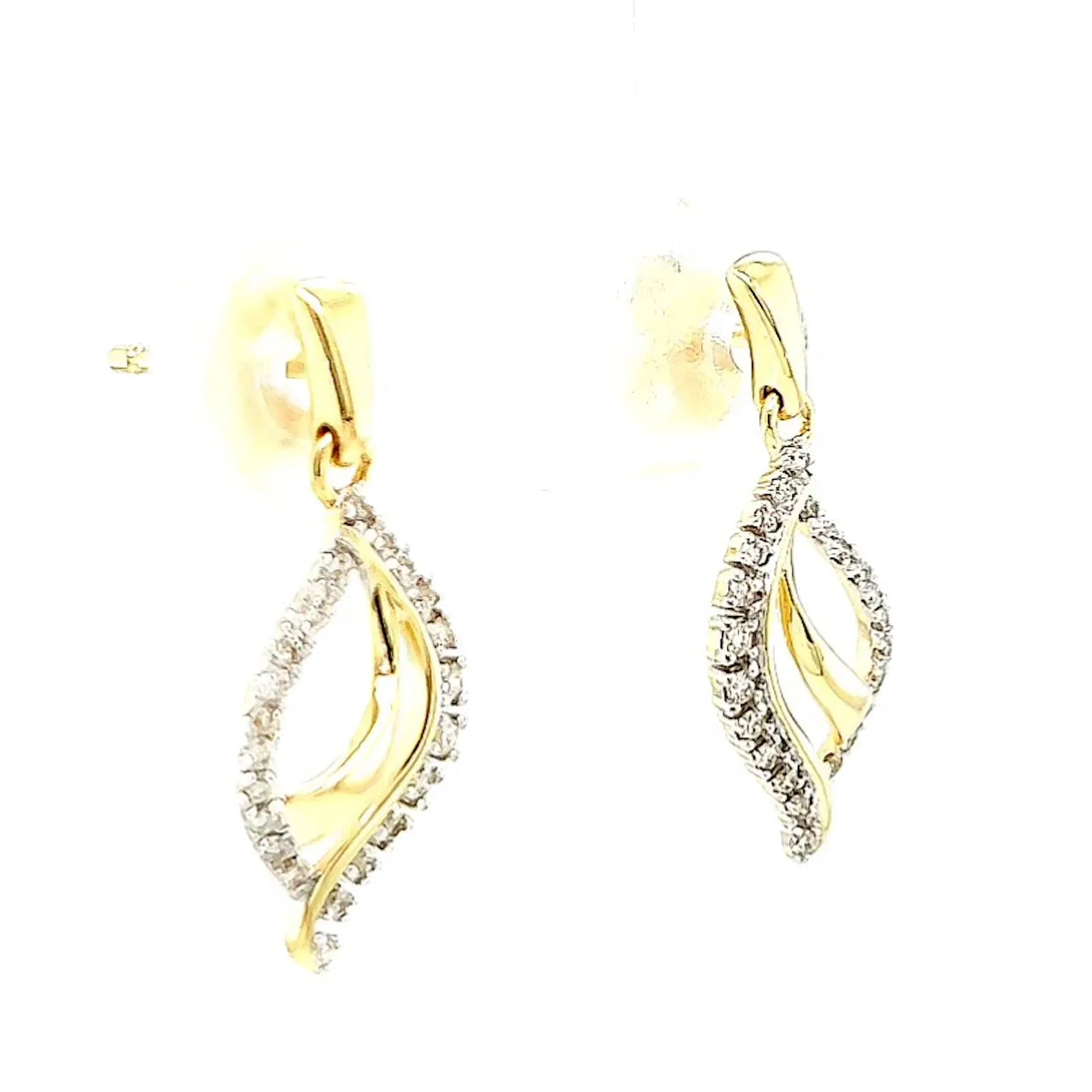 9ct Two Tone Gold with 0.15 Carat tw of Diamonds  Drop Earrings