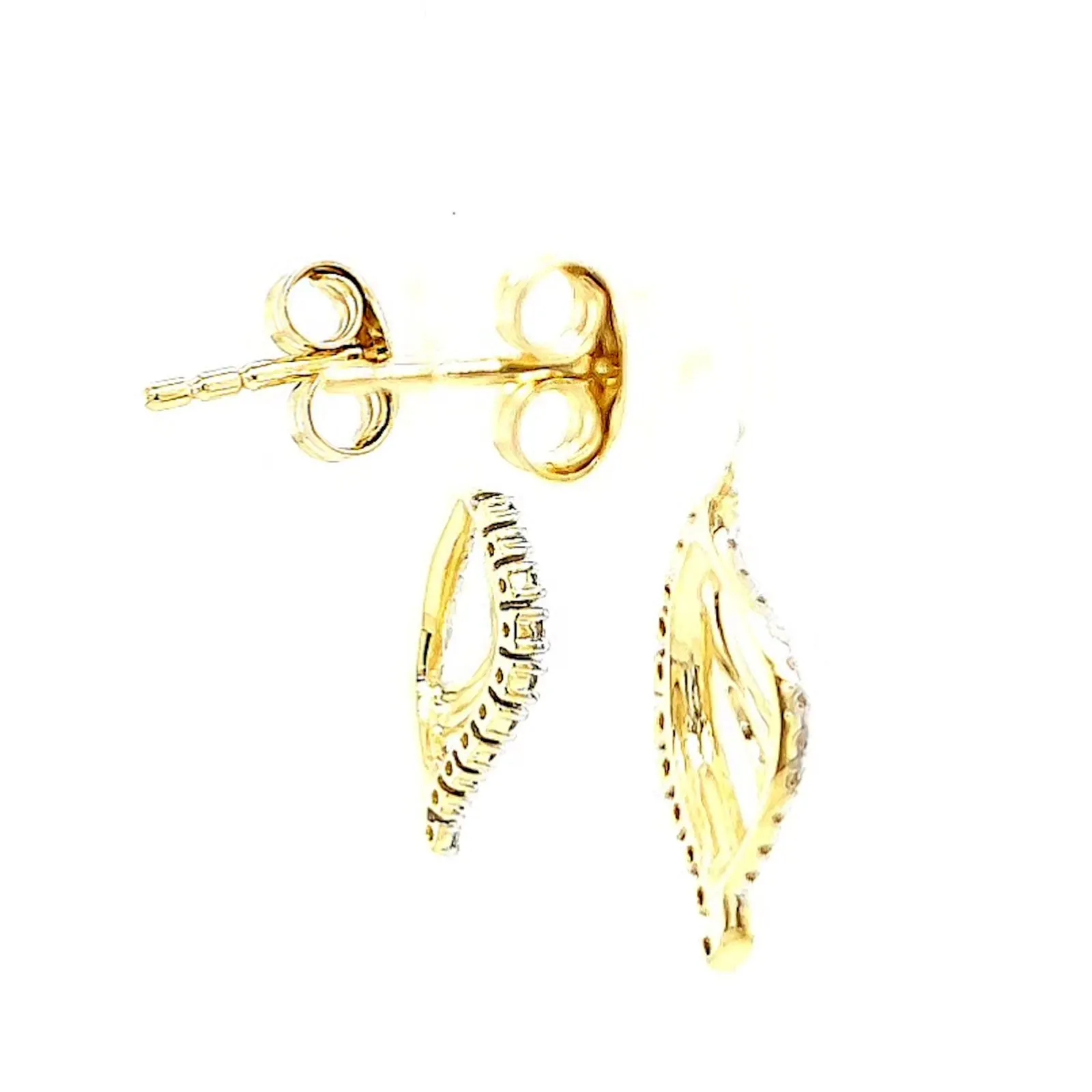 9ct Two Tone Gold with 0.15 Carat tw of Diamonds  Drop Earrings