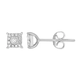 9ct White Gold Beautiful Diamond Stud Earrings