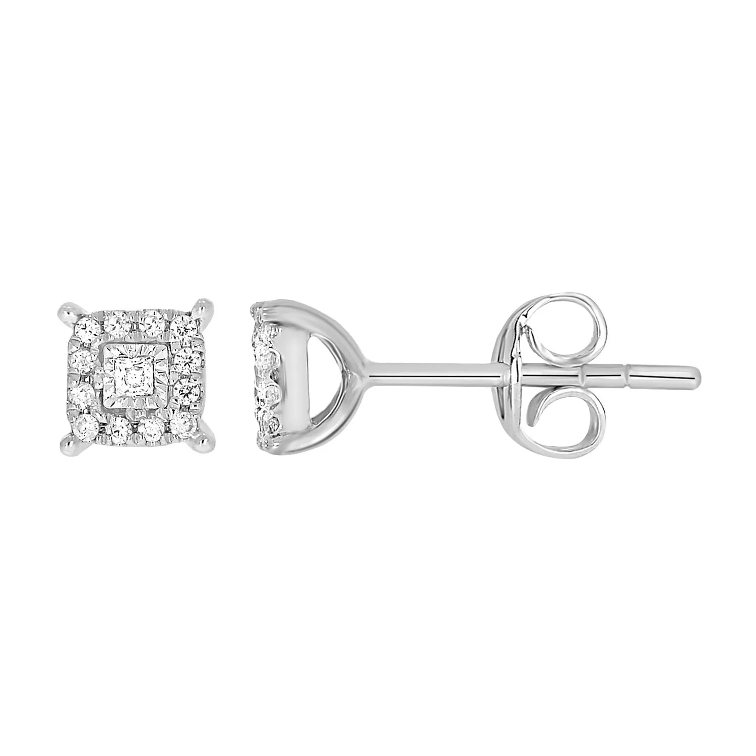 9ct White Gold Beautiful Diamond Stud Earrings