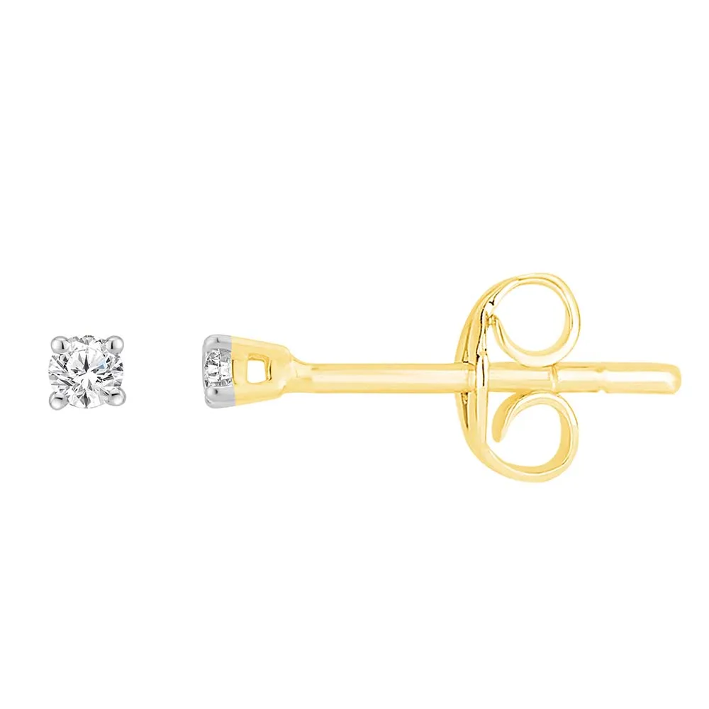 9ct Yellow Gold 0.10 Carat Diamond Stud