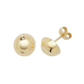 9ct  Yellow  Gold  9mm  Dome  Stud  Earrings  ES392