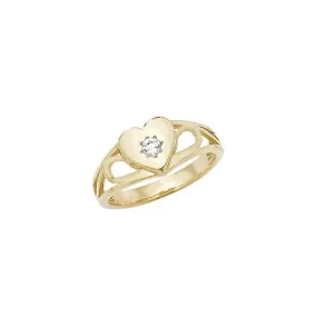 9ct Yellow Gold Babies Signet Heart Zirconia Ring RN499CZ