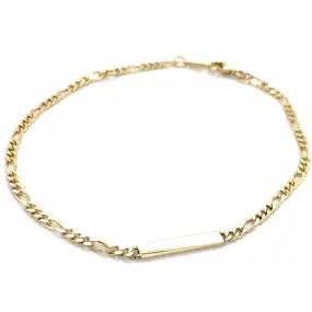 9ct Yellow Gold Figaro Link ID Bracelet