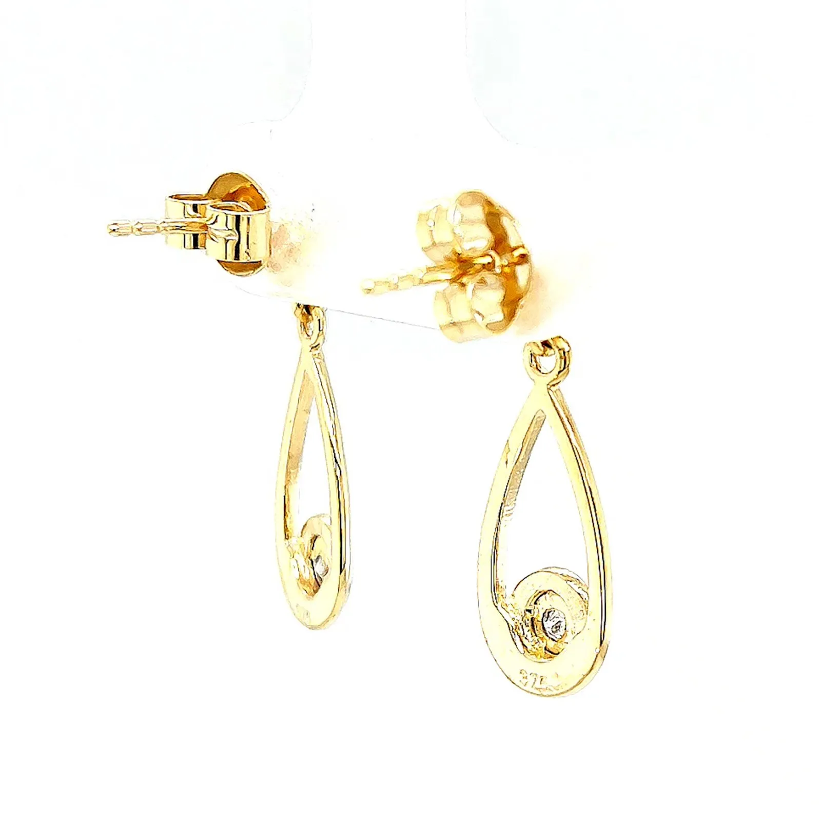 9ct Yellow Gold Round Brilliant Cut & Diamond Set Drop Earrings