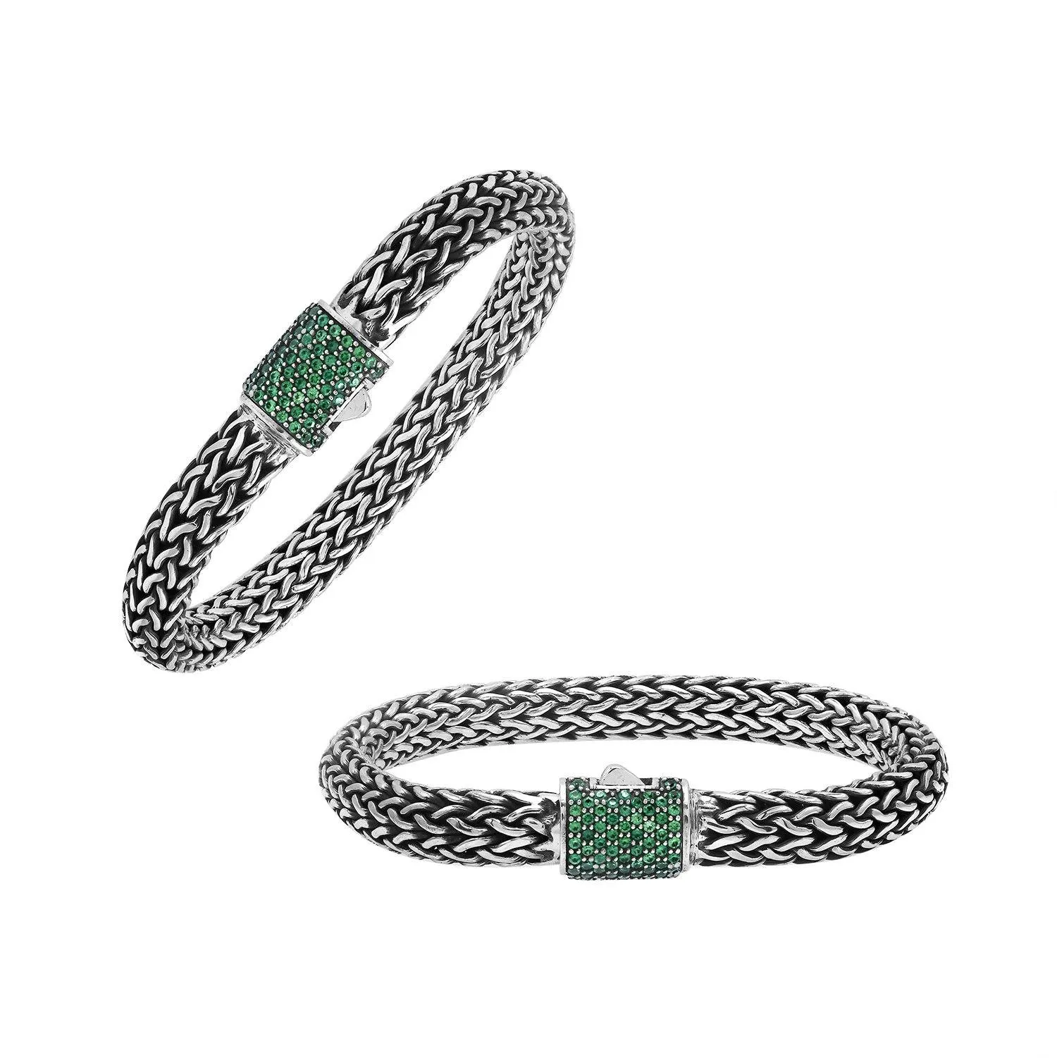 AB-1121-EM Sterling Silver Bracelet With Emerald Q.