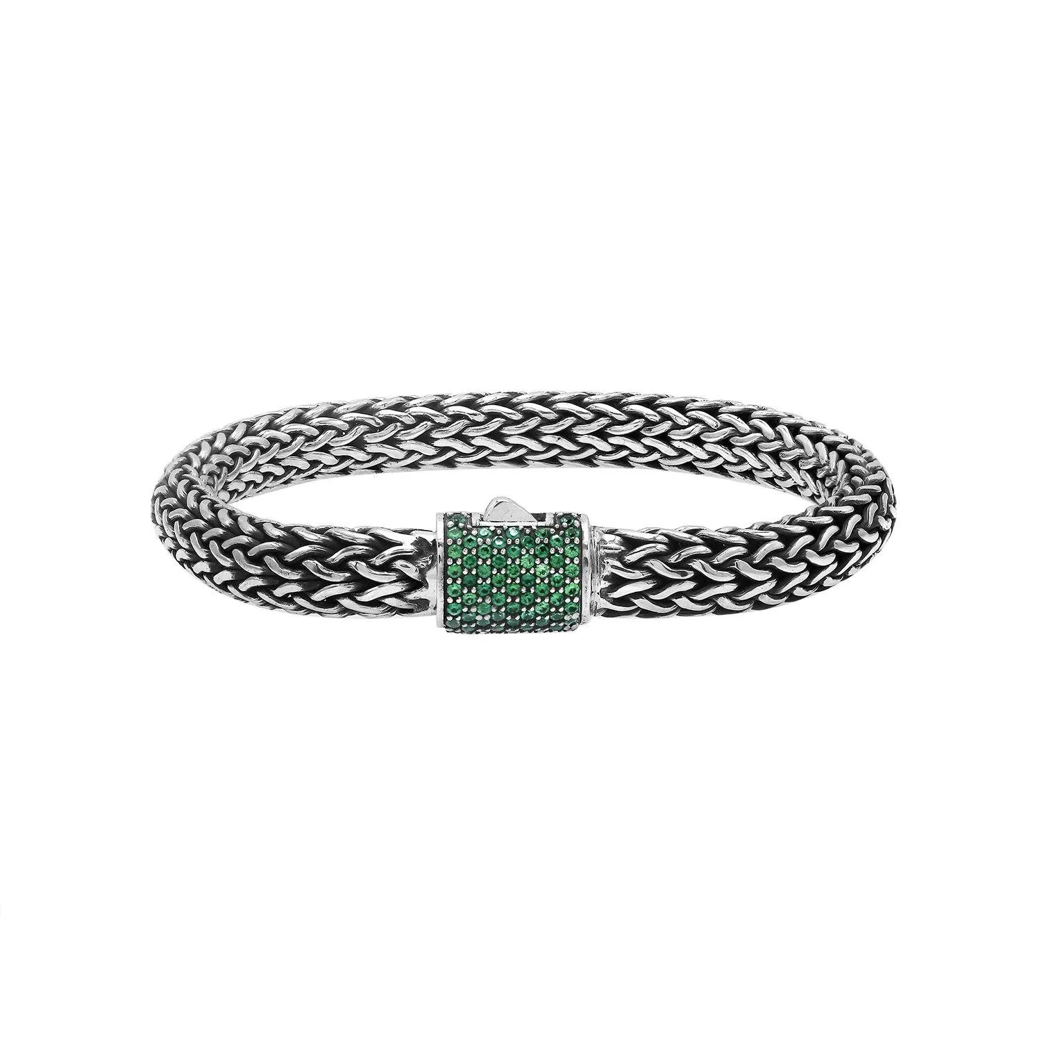 AB-1121-EM Sterling Silver Bracelet With Emerald Q.