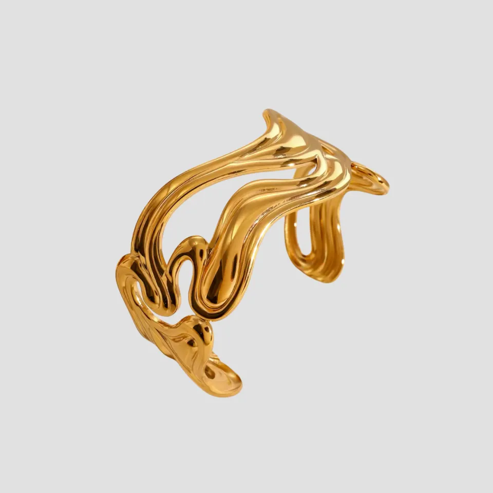 Abstract 18k Gold Cuff Bracelet