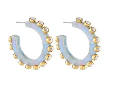 Acetate Pearl Hoop Earrings