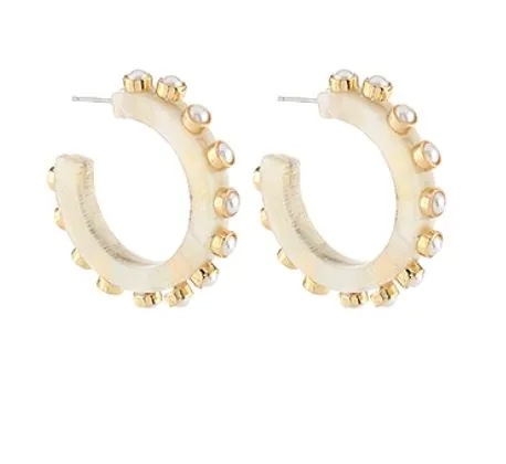 Acetate Pearl Hoop Earrings