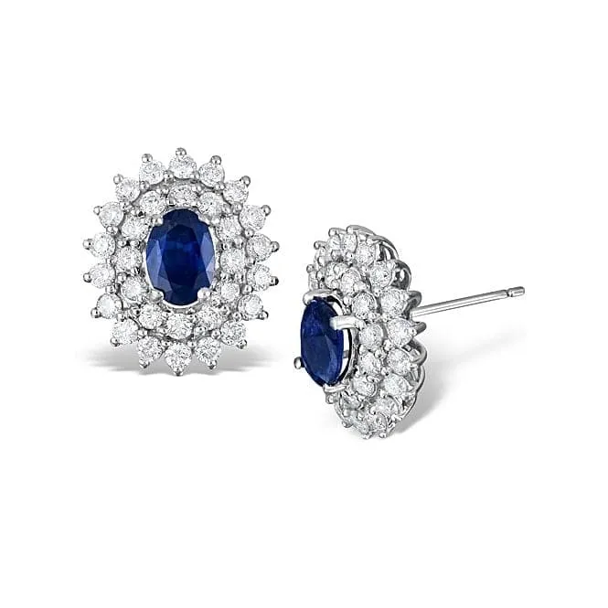 Acotis Diamonds 18K White Gold 1.67ct Diamond Sapphire Earrings N1226