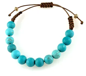 Adjustable Stone Bracelet with 10mm Bead Size - Turquoise